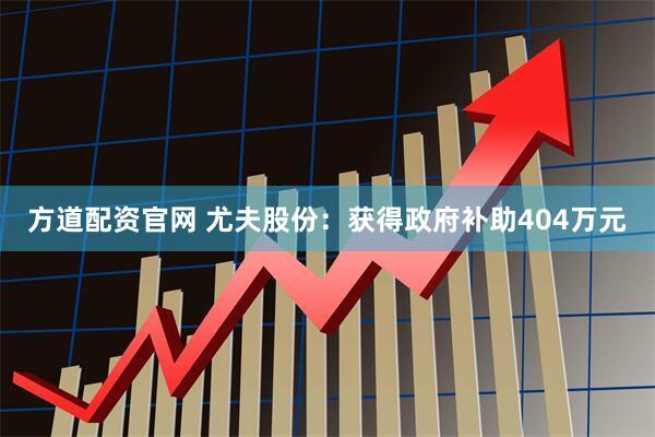 方道配资官网 尤夫股份:获得政府补助404万元